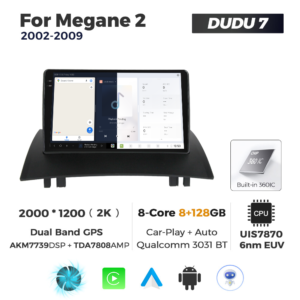 Navigatie Dedicata Renault Megan 2 2002-2009 DUDU7 9" 8GB RAM, 128GB ROM, Octacore, Ecran 2K, CarPlay&AndroidAuto, Android - imagine 5
