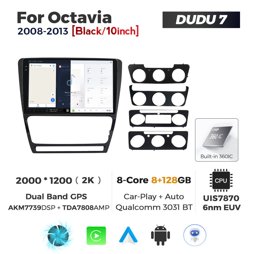 Navigatie Dedicata Skoda Octavia 2004-2013 Negru DUDU7 9" 8GB RAM, 128GB ROM, Octacore, Ecran 2K, CarPlay&AndroidAuto, Android - imagine 5