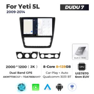 Navigatie Dedicata Skoda Yeti 5L 2009-2014 DUDU7 9" 8GB RAM, 128GB ROM, Octacore, Ecran 2K, CarPlay&AndroidAuto, Android - imagine 5