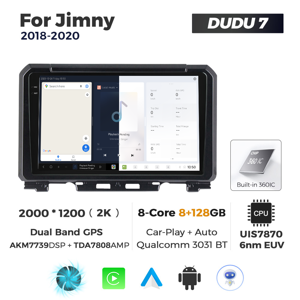 Navigatie Dedicata Suzuki Jimny 2018-2020 DUDU7 9" 8GB RAM, 128GB ROM, Octacore, Ecran 2K, CarPlay&AndroidAuto, Android - imagine 5