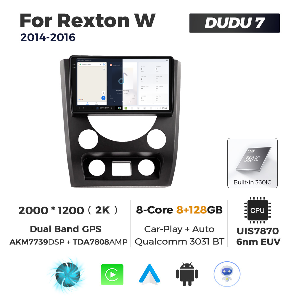 Navigatie Dedicata SsangYong Rexton W 2014-2016 DUDU7 9" 8GB RAM, 128GB ROM, Octacore, Ecran 2K, CarPlay&AndroidAuto, Android - imagine 5