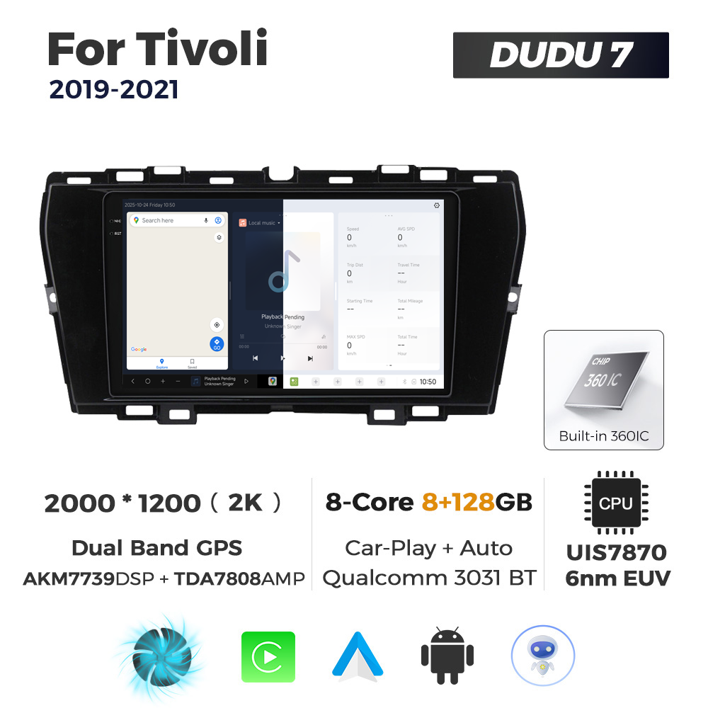 Navigatie Dedicata SsangYong Tivoli 2019-2021 DUDU7 9" 8GB RAM, 128GB ROM, Octacore, Ecran 2K, CarPlay&AndroidAuto, Android - imagine 5