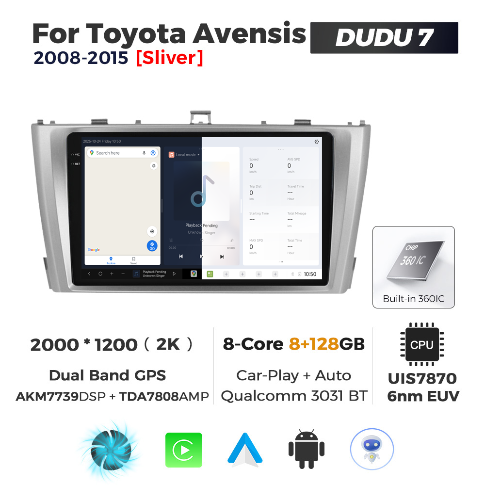 Navigatie Dedicata Toyota Avensis 2008-2015 DUDU7 9" 8GB RAM, 128GB ROM, Octacore, Ecran 2K, CarPlay&AndroidAuto, Android - imagine 5