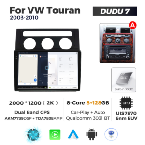 Navigatie Dedicata Volkswagen Touran 2003-2010 Negru DUDU7 10" 8GB RAM, 128GB ROM, Octacore, Ecran 2K, CarPlay&AndroidAuto, Android - imagine 5