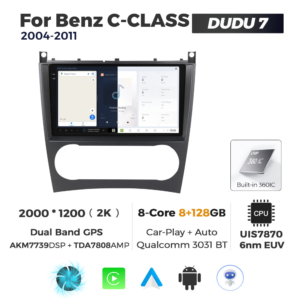 Navigatie Dedicata Benz C-Class 2004-2011 DUDU7 9" 8GB RAM, 128GB ROM, Octacore, Ecran 2K, CarPlay&AndroidAuto, Android - imagine 5