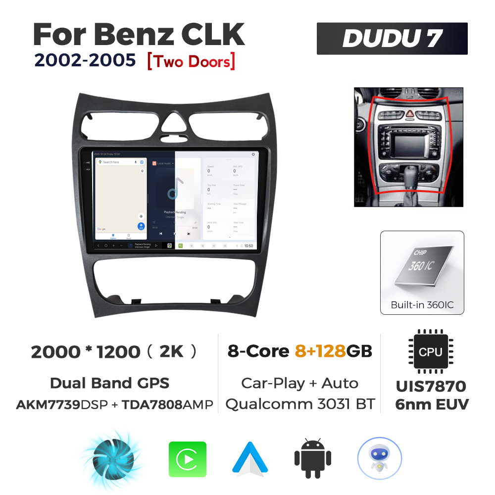 Navigatie Dedicata Benz CLK 2002-2005 DUDU7 9" 8GB RAM, 128GB ROM, Octacore, Ecran 2K, CarPlay&AndroidAuto, Android - imagine 5