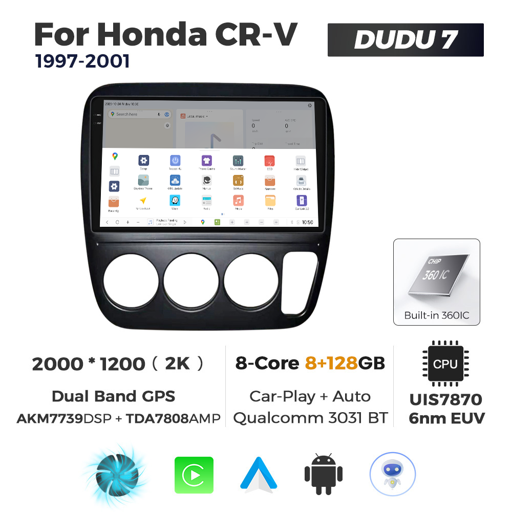 Navigatie Dedicata Honda CRV 1997-2001 DUDU7 9" 8GB RAM, 128GB ROM, Octacore, Ecran 2K, CarPlay&AndroidAuto, Android - imagine 5