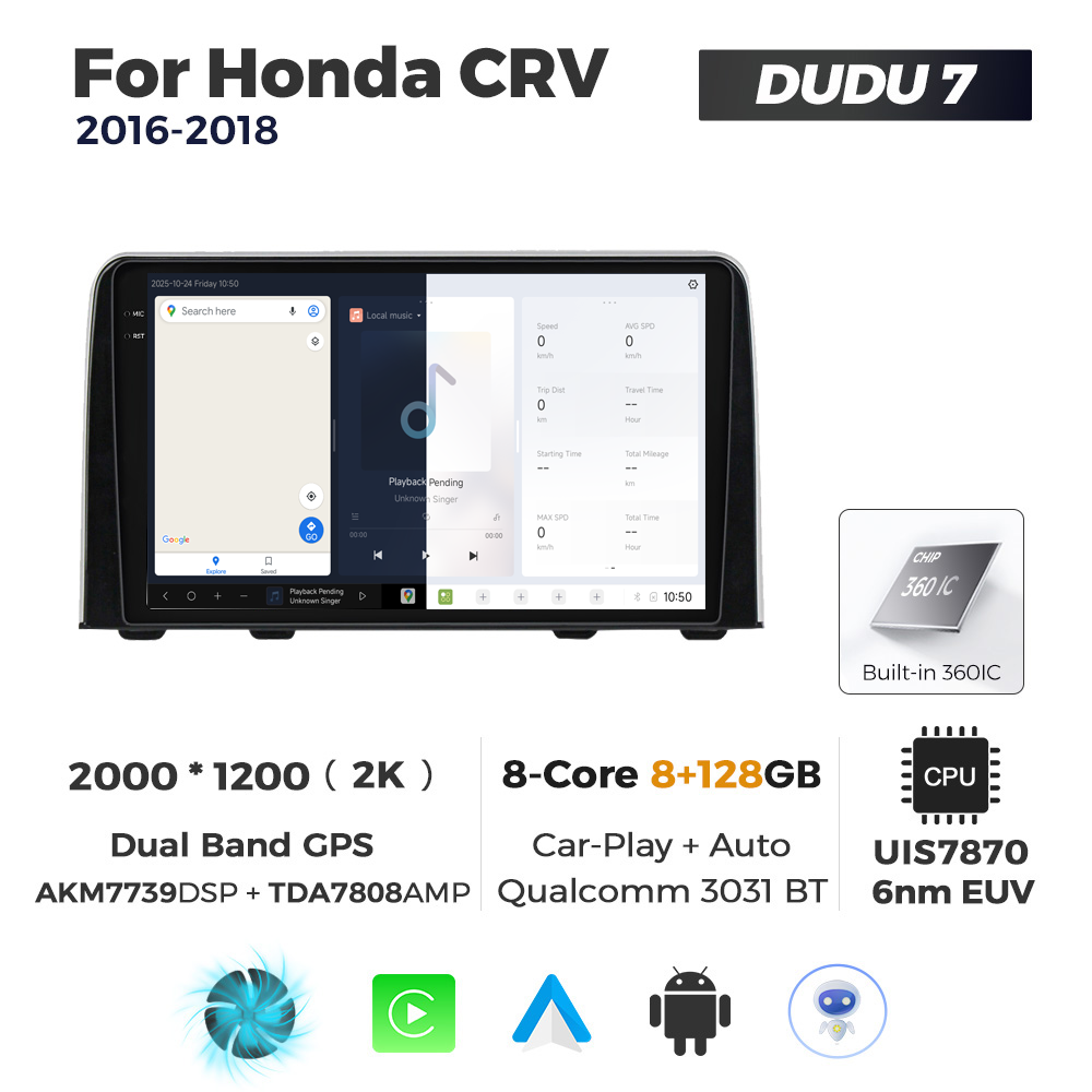 Navigatie Dedicata Honda CRV 2016-2018 DUDU7 9" 8GB RAM, 128GB ROM, Octacore, Ecran 2K, CarPlay&AndroidAuto, Android - imagine 5