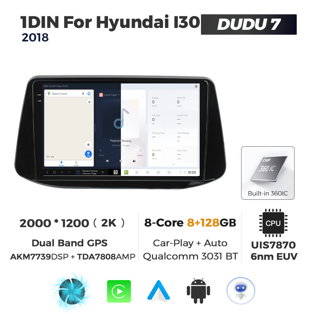 Navigatie Dedicata Hyundai I30 2018 DUDU7 9" 8GB RAM, 128GB ROM, Octacore, Ecran 2K, CarPlay&AndroidAuto, Android - imagine 5