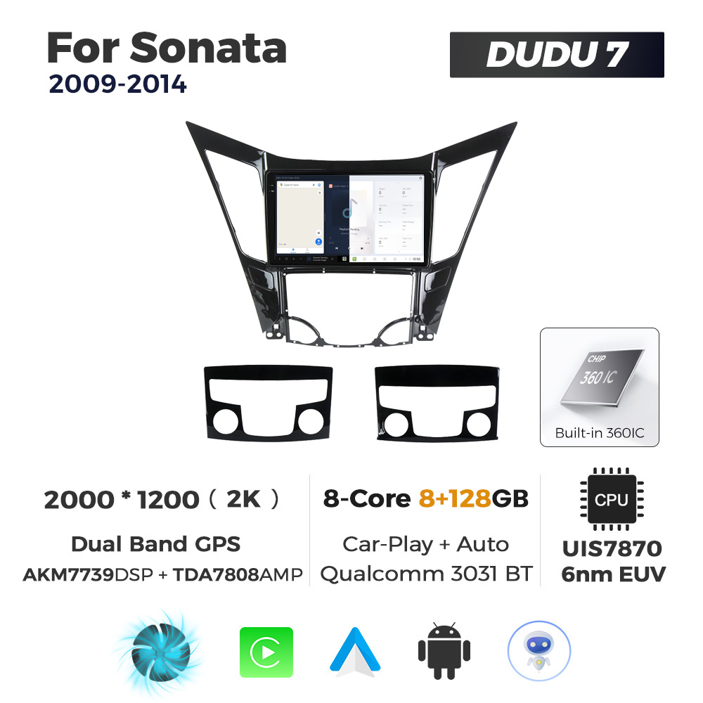 Navigatie Dedicata Hyundai Sonata 2009-2014 DUDU7 9" 8GB RAM, 128GB ROM, Octacore, Ecran 2K, CarPlay&AndroidAuto, Android - imagine 5