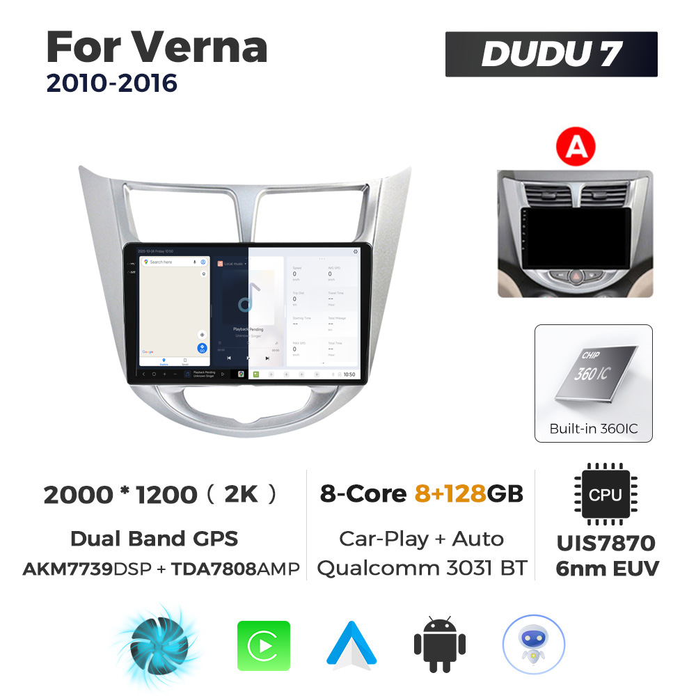 Navigatie Dedicata Hyundai Verna 2010-2016 DUDU7 9" 8GB RAM, 128GB ROM, Octacore, Ecran 2K, CarPlay&AndroidAuto, Android - imagine 5