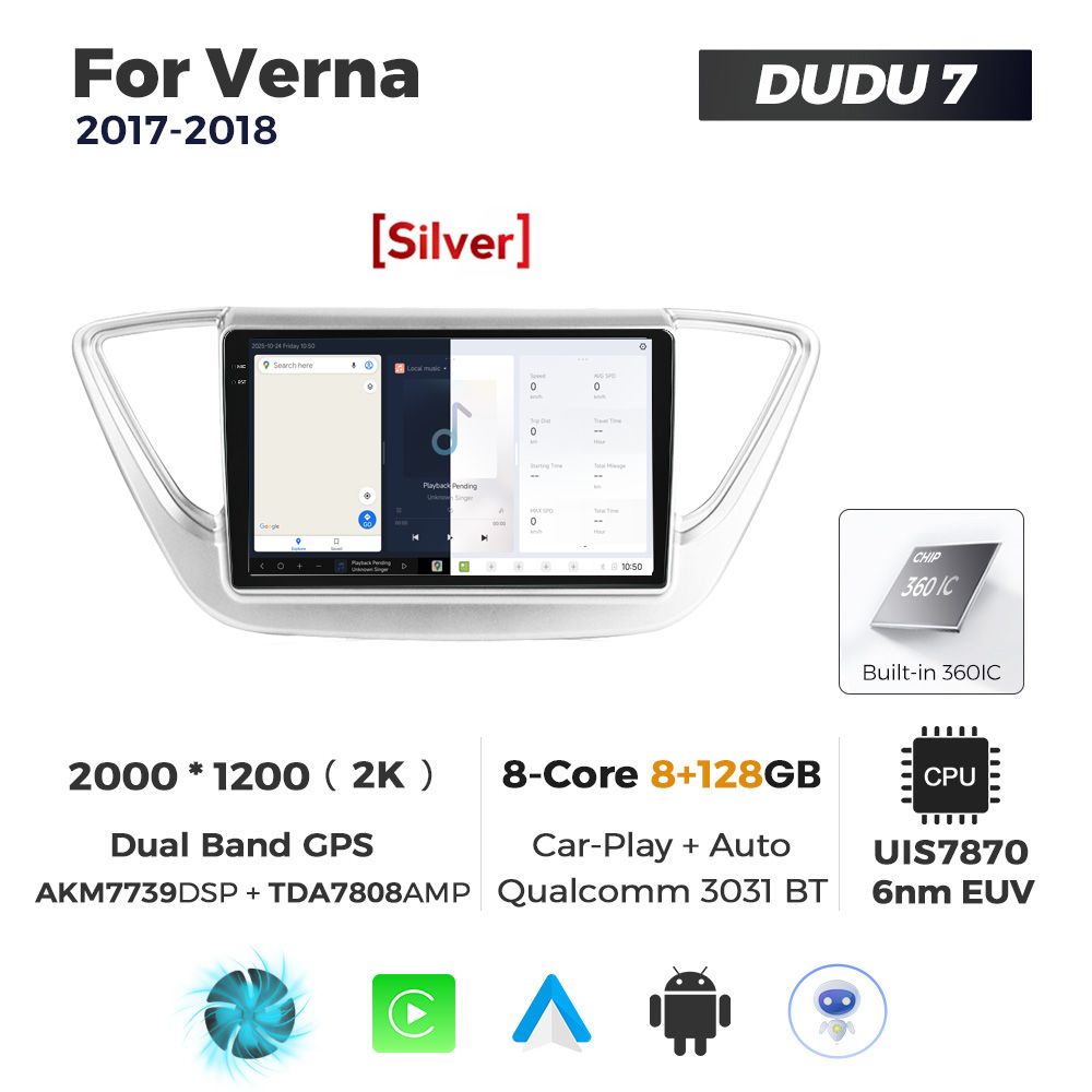 Navigatie Dedicata Hyundai Verna 2017-2018 DUDU7 9" 8GB RAM, 128GB ROM, Octacore, Ecran 2K, CarPlay&AndroidAuto, Android - imagine 5