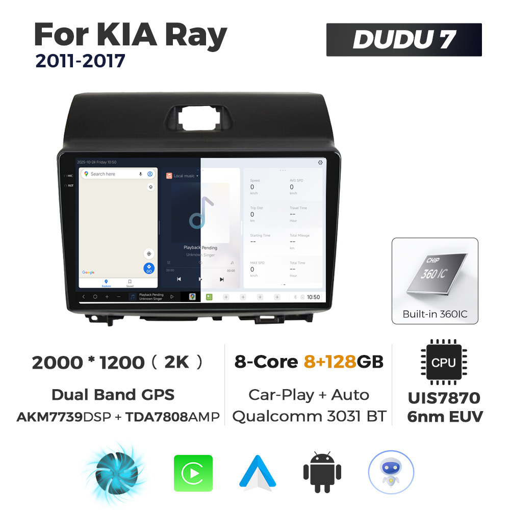 Navigatie Dedicata Kia Ray 2011-2017 DUDU7 9" 8GB RAM, 128GB ROM, Octacore, Ecran 2K, CarPlay&AndroidAuto, Android - imagine 5
