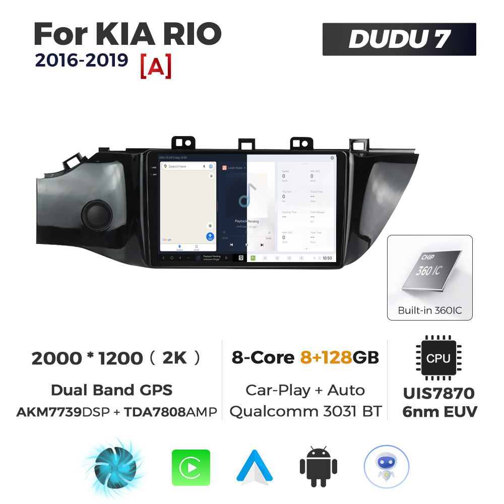 Navigatie Dedicata Kia Rio 2016-2019 DUDU7 9" 8GB RAM, 128GB ROM, Octacore, Ecran 2K, CarPlay&AndroidAuto, Android - imagine 5
