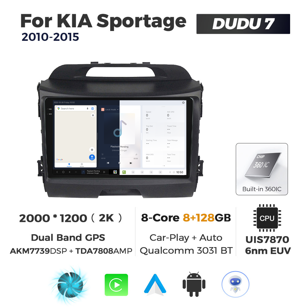 Navigatie Dedicata Kia Sportage 2010-2015 DUDU7 9" 8GB RAM, 128GB ROM, Octacore, Ecran 2K, CarPlay&AndroidAuto, Android - imagine 5