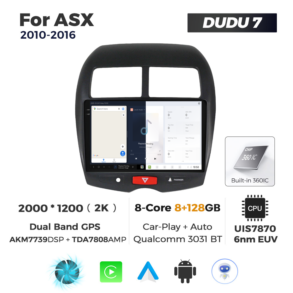 Navigatie Dedicata Mitsubishi ASX 2010-2016 DUDU7 9" 8GB RAM, 128GB ROM, Octacore, Ecran 2K, CarPlay&AndroidAuto, Android - imagine 5