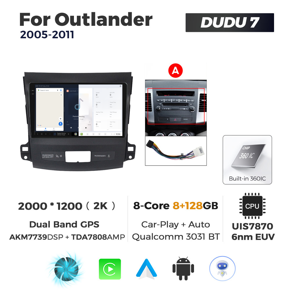 Navigatie Dedicata Mitsubishi Outlander 2005-2011 DUDU7 9" 8GB RAM, 128GB ROM, Octacore, Ecran 2K, CarPlay&AndroidAuto, Android - imagine 5