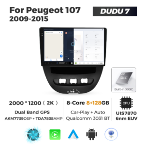 Navigatie Dedicata Peugeot 107 2009-2015 DUDU7 9" 8GB RAM, 128GB ROM, Octacore, Ecran 2K, CarPlay&AndroidAuto, Android - imagine 5