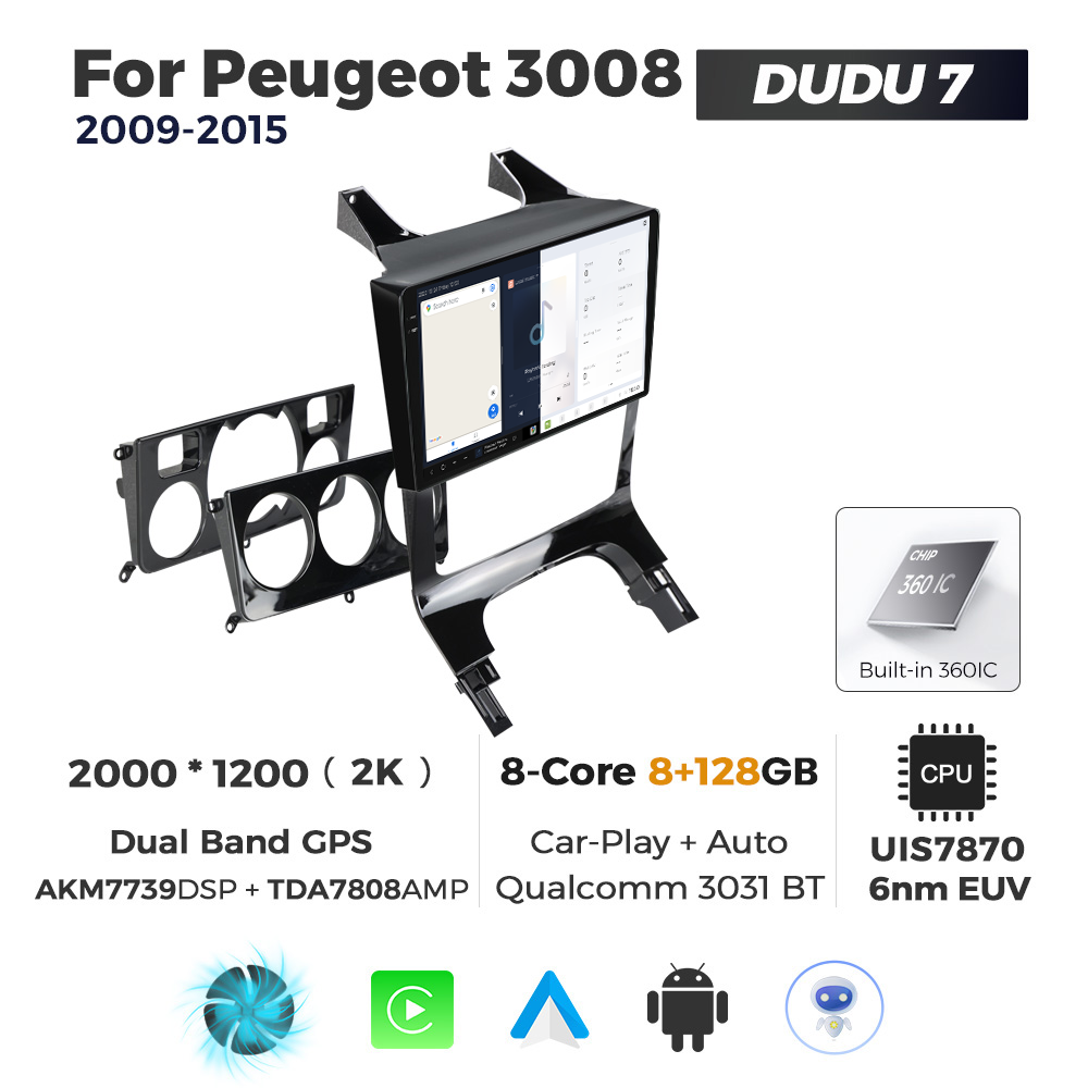 Navigatie Dedicata Peugeot 3008 2009-2015 DUDU7 9" 8GB RAM, 128GB ROM, Octacore, Ecran 2K, CarPlay&AndroidAuto, Android - imagine 5