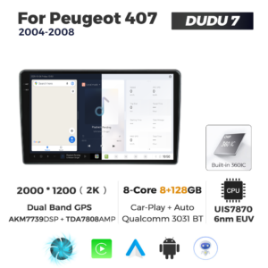 Navigatie Dedicata Peugeot 408 2001-2008 DUDU7 9" 8GB RAM, 128GB ROM, Octacore, Ecran 2K, CarPlay&AndroidAuto, Android - imagine 5