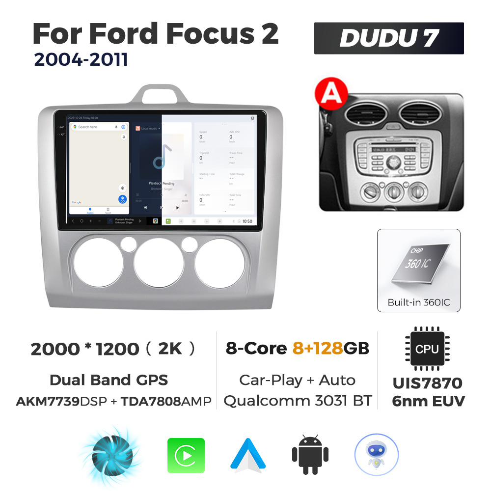 Navigatie Dedicata Ford Focus 2 2004-2011 AC DUDU7 9" 8GB RAM, 128GB ROM, Octacore, Ecran 2K, CarPlay&AndroidAuto, Android - imagine 5