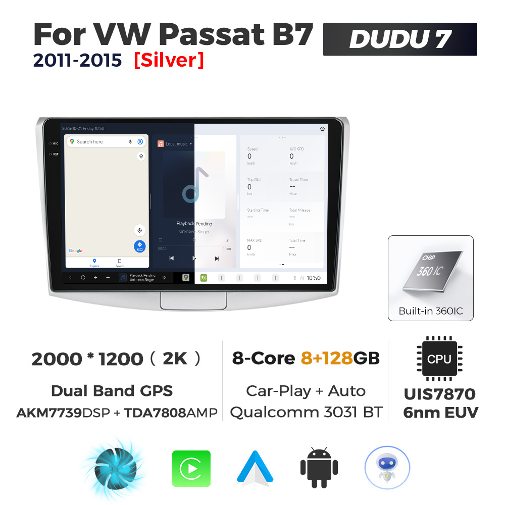 Navigatie Dedicata Volkswagen Passat B6/B7 Gri 2005-2015 DUDU7 10" 8GB RAM, 128GB ROM, Octacore, Ecran 2K, CarPlay&AndroidAuto, Android - imagine 5