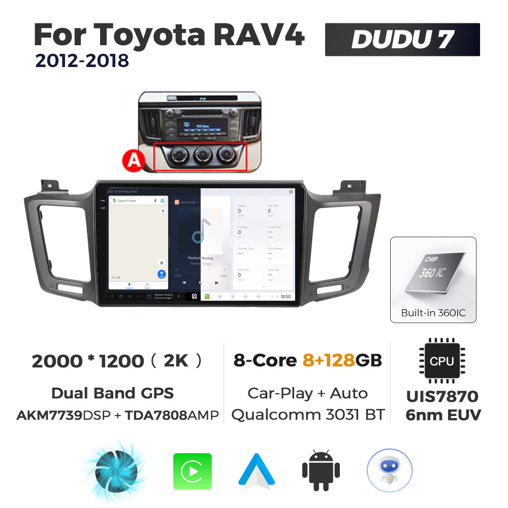 Navigatie Dedicata Toyota RAV4 2012-2018 DUDU7 9" 8GB RAM, 128GB ROM, Octacore, Ecran 2K, CarPlay&AndroidAuto, Android - imagine 5