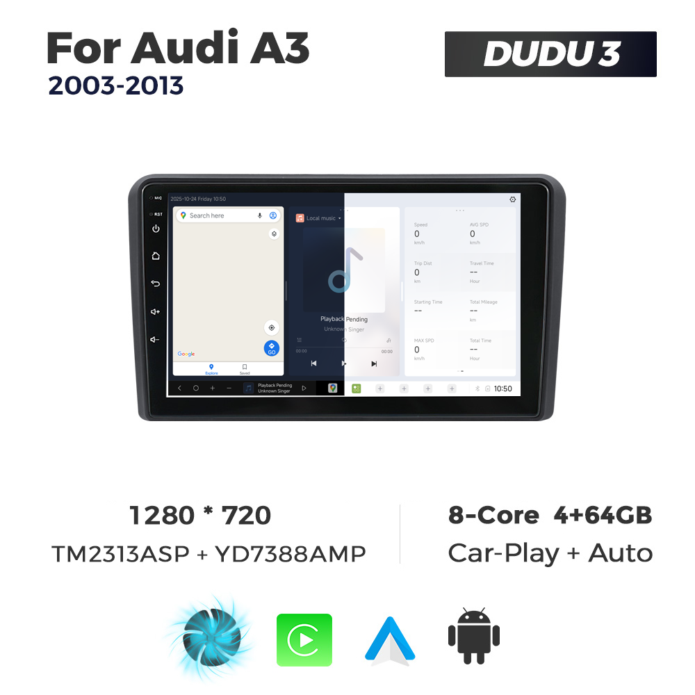 Navigatie Dedicata Audi A3 2003-2013 DUDU3 9" 4GB RAM, 64GB ROM, Octacore, Ecran HD, CarPlay&AndroidAuto, Android - imagine 5