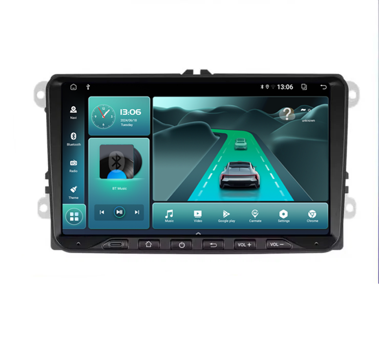 Navigatie dedicata Volkswagen cu USB C Frontal, 4GB RAM 64GB ROM, Quadcore , Android 14, Display QLED 9", DSP, Carplay&Android Auto - imagine 1