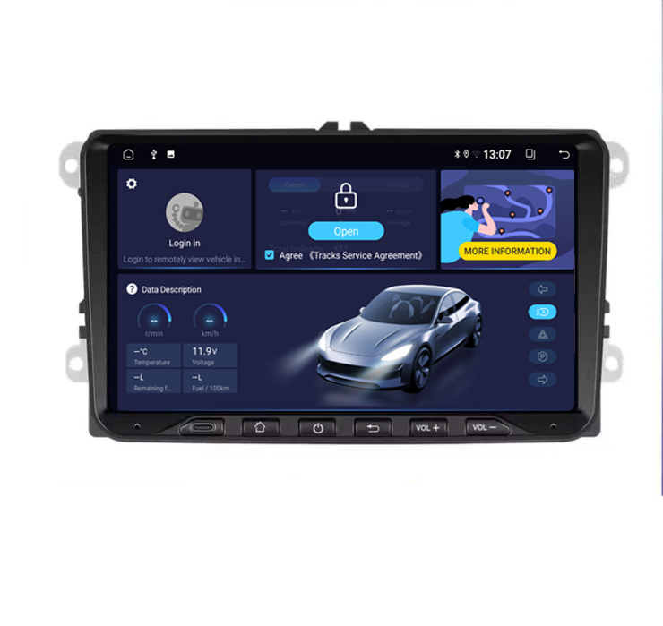 Navigatie dedicata Volkswagen cu USB C Frontal, 4GB RAM 64GB ROM, Quadcore , Android 14, Display QLED 9", DSP, Carplay&Android Auto - imagine 3